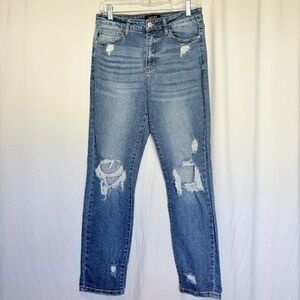 Judy Blue Jeans Girlfriend Fit Blue Distressed Ripped Denim Size 9/29